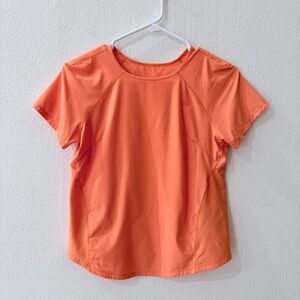 Lululemon Lightweight Stretch Run Short Sleeve Shirt Orange Soda Reflective Sz 4